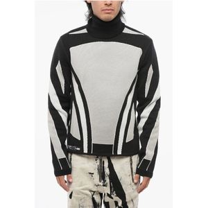 Tweekleurige coltrui in Nero, Grigio