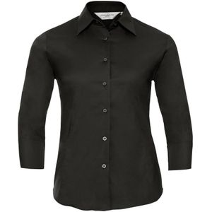Russell Collectie Dames/Dames 3/4 Mouw Easy Care Gevoelig Overhemd (Zwart) - Maat XS