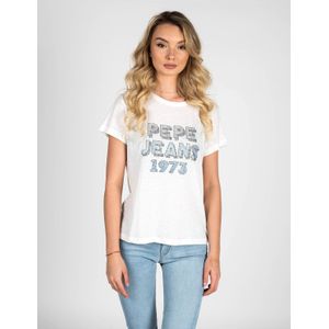 Pepe Jeans - T-shirt Bibiana - Dames - Wit - Katoen