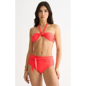 Oranje Hoog Taille Bikinibroekje met Stropdas Voorkant