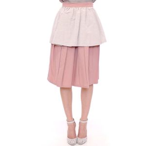 Gelaagde Plissé Midi Rok Twee-Kleurig Ontwerp