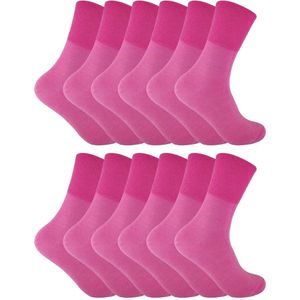 12 stuks sokken zonder elastiek thermo diabetessokken voor dames - Roze