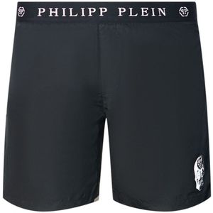 Philipp Plein Branded Waistband Black Swim Shorts