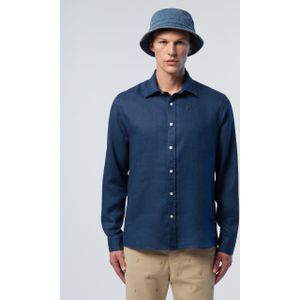 North Sails - Lange Mouwen Shirt - Blauw - Linnen - Heren