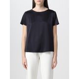 Silk - Blousetops - Zwart - Korte Mouwen - Ronde Hals