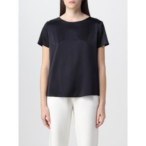 Silk - Blousetops - Zwart - Korte Mouwen - Ronde Hals