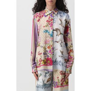 Zijden Bloemen Vogelprint Shirt