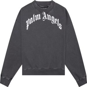 Palm Angels - GD Curved Logo - Sweater - Gewassen Zwart - 100% Katoen