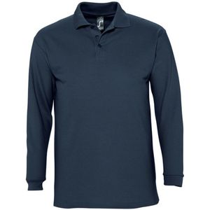 SOLS Heren-Winter II Poloshirt met lange mouwen van PiquÃ© katoen (Marine)