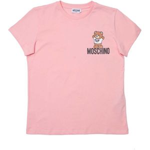 Girl's Moschino Teddy Bear Logo T-Shirt In Pink - Maat 8J / 128cm