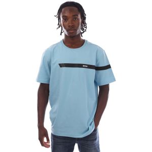 Boss Heren T-shirt met streepjes (Blauw)