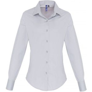 Premier Dames/dames Stretch Fit Poplin Blouse Met Lange Mouwen (Zilver) - Maat 2XL