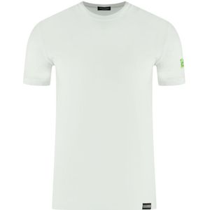Dsquared2 Green Icon Box Logo On Sleeve White Underwear T-Shirt - Maat S