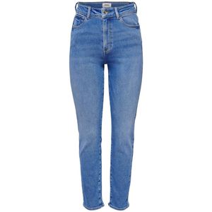 ONLY Cropped High Waist Straight Fit Jeans ONLEMILY Blue Medium Denim Regular - Maat 34/32