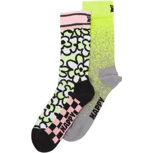 2-pack Unisex Kleurrijke Feestsokken Geschenkdoos Set - Geel