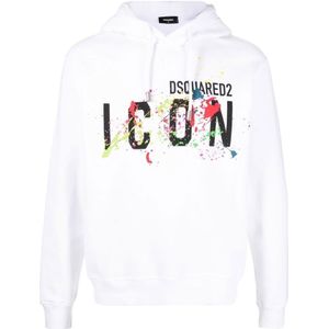 Dsquared2 Icon Splatter Hoodie Wit