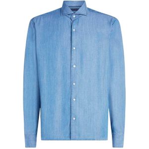 Tommy Hilfiger Effen Slim Heren Overhemd (Denim)