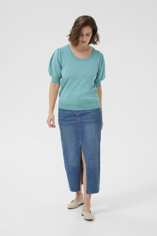 KAFFE - Regina - Gebreide Trui - Zacht - Ronde Hals - Half Lange Ballonmouwen