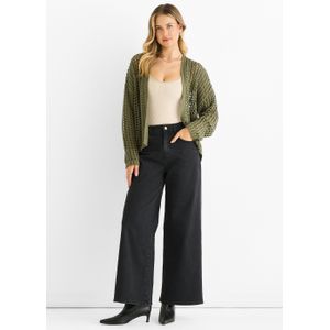 Khaki Open Knit Rand-tot-Rand Cardigan