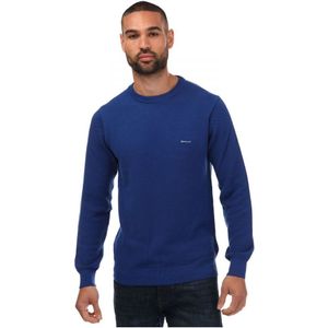 Men's Gant Cotton Pique Crew Neck Sweatshirt In Blue - Maat 4XL