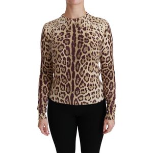Dolce & Gabbana Vrouwen Trui met lange mouwen en kasjmier, bruin luipaard