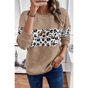 Wafelgebreide Pullover met Luipaardmouwen