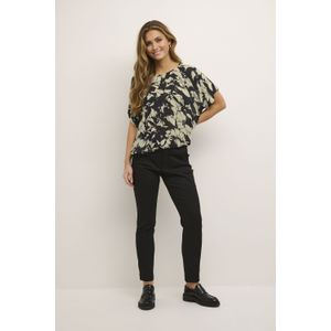 Blouse met korte mouwen Relaxed fit Sand/Black Flower floral