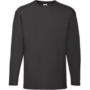 Fruit of the Loom Heren Valueweight T-shirt met lange mouwen (Zwart)