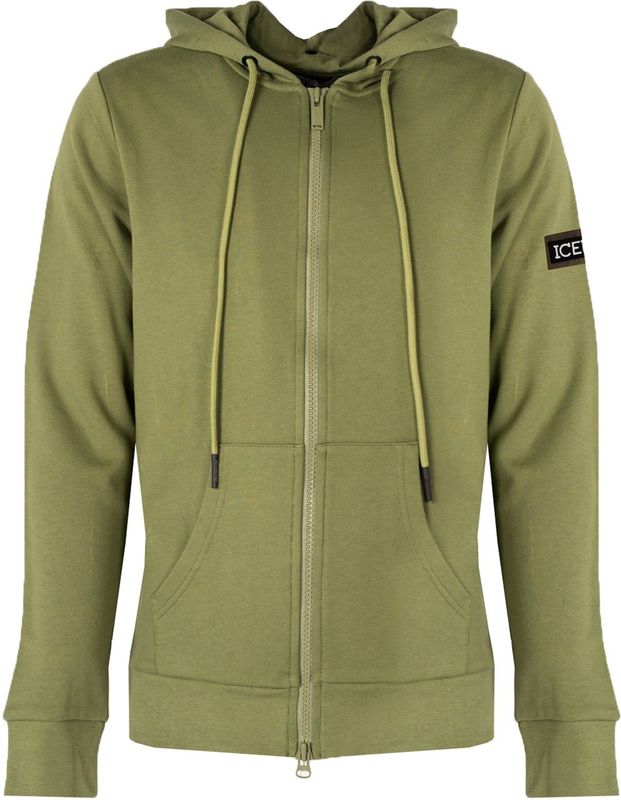 Iceberg - Blouse Hoodie - Groen - Katoen - Capuchon met Trekkoord