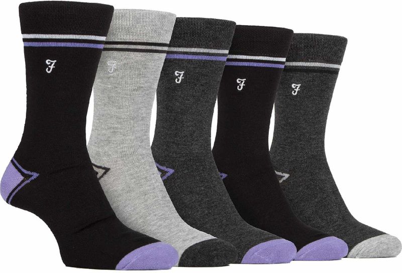 5-Pack Heren Bamboo Felgekleurde Gestreepte Sokken