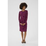 Jurk - Cupalida Fitted - Wine - Damesjurk - Lange Mouwen - Ronde Hals