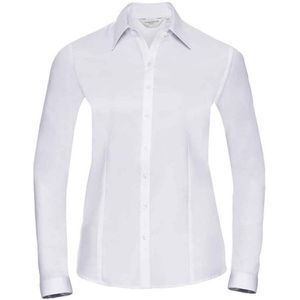 Russell Collection Dames/Dames Formeel Overhemd met Visgraat Lange Mouwen (Wit)
