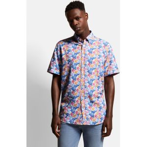 Bugatti - Overhemd - Katoen - Bladprint - Korte Mouwen