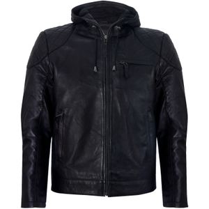 Leren Bikerjack - Met Rits en Capuchon