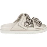 Patrizia Pepe - Slippers - Grijs - Leer - Kettingdetail