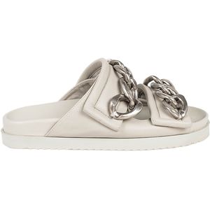 Patrizia Pepe - Slippers - Grijs - Leer - Kettingdetail