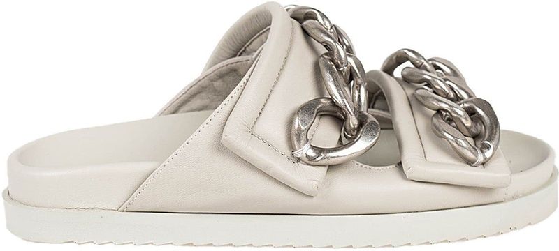 Patrizia Pepe - Slippers - Grijs - Leer - Kettingdetail