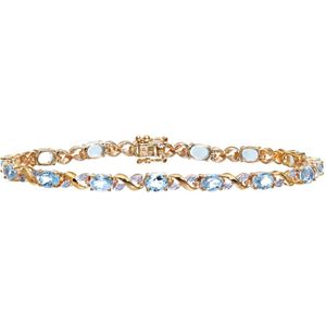 9ct geelgouden damesarmband met diamant en blauwe topaas