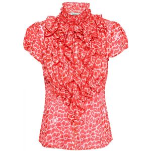 Saint Tropez Top Lilly Met All Over Print En Ruches Rood/ecru - Maat L