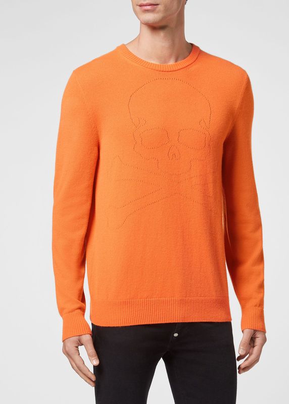 Philipp Plein - Pullover Ronde Hals Skull and Bones - Lichtblauw - Kasjmier