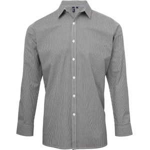 Premier Heren Gingham overhemd met lange mouwen (Zwart/Wit)