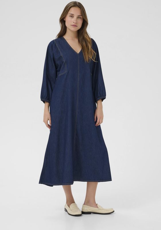 Jurk - CUhilka - Denim Midi-jurk - Blauw - A-lijn