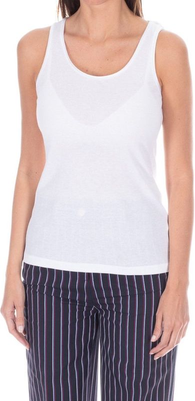 Tommy Hilfiger - Satijnen Afwerking Ronde Hals Tanktop - Wit - Dames