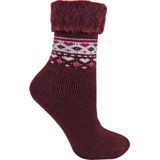 Thermosokken - Thermische Bedsokken - Diepe Fuchsia - Wollen - Fairisle Print