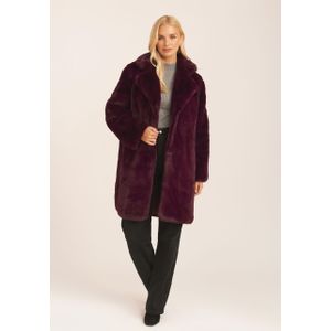 Lange jas met reverskraag van imitatiebont