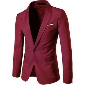 Bordeauxrode casual blazer Slim-fit zakelijke blazer