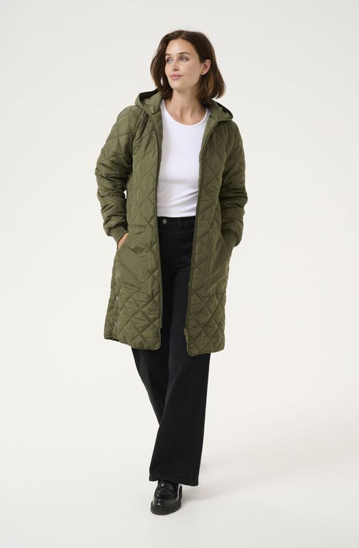 Kaffe - Wintermantel 'tilla' - Donkergroen - Gewatteerde Jas