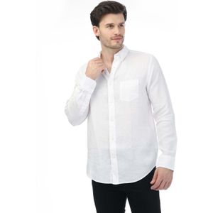 Gant Heren Linnen Normaal Overhemd (Wit)