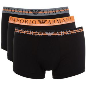 Men's Armani 3 Pack Mixed Waistband Boxer Trunks in Black