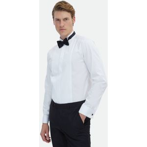 Chemise de smoking unie à double poignet et col cassé